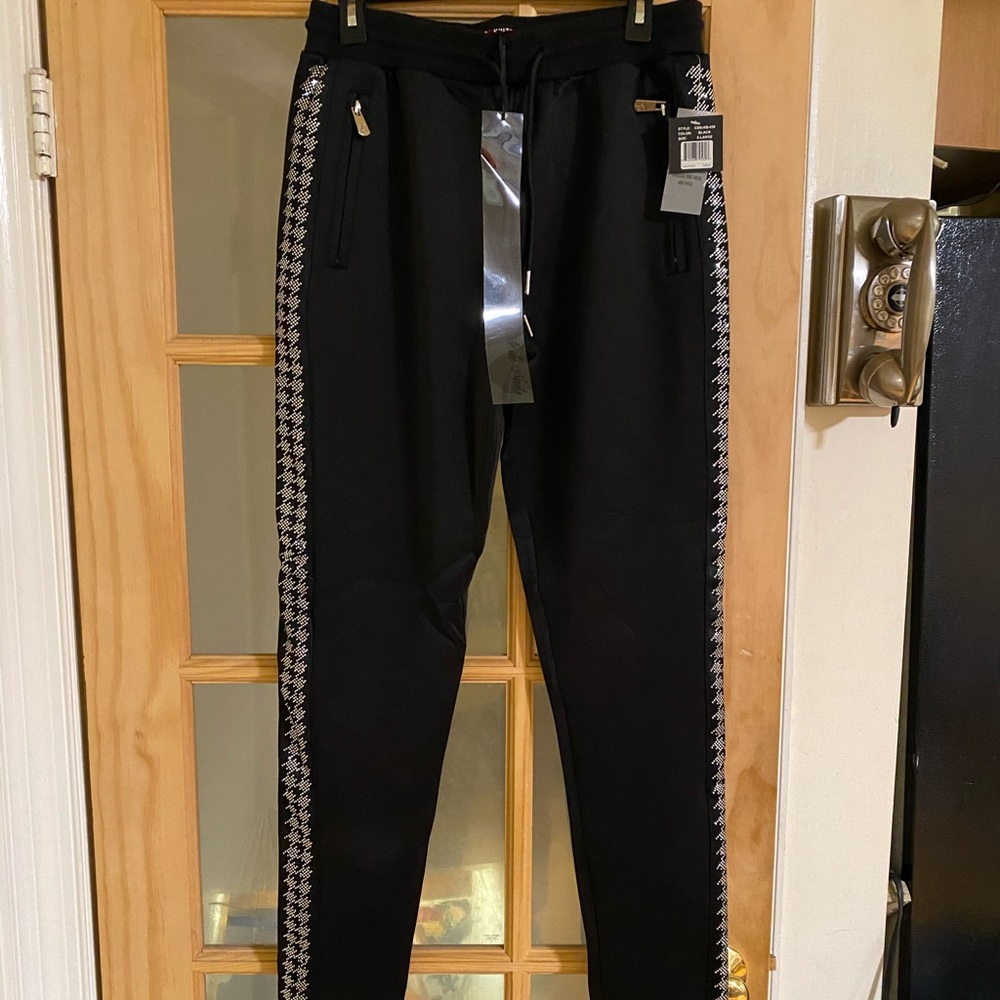 Black bling sweat pants